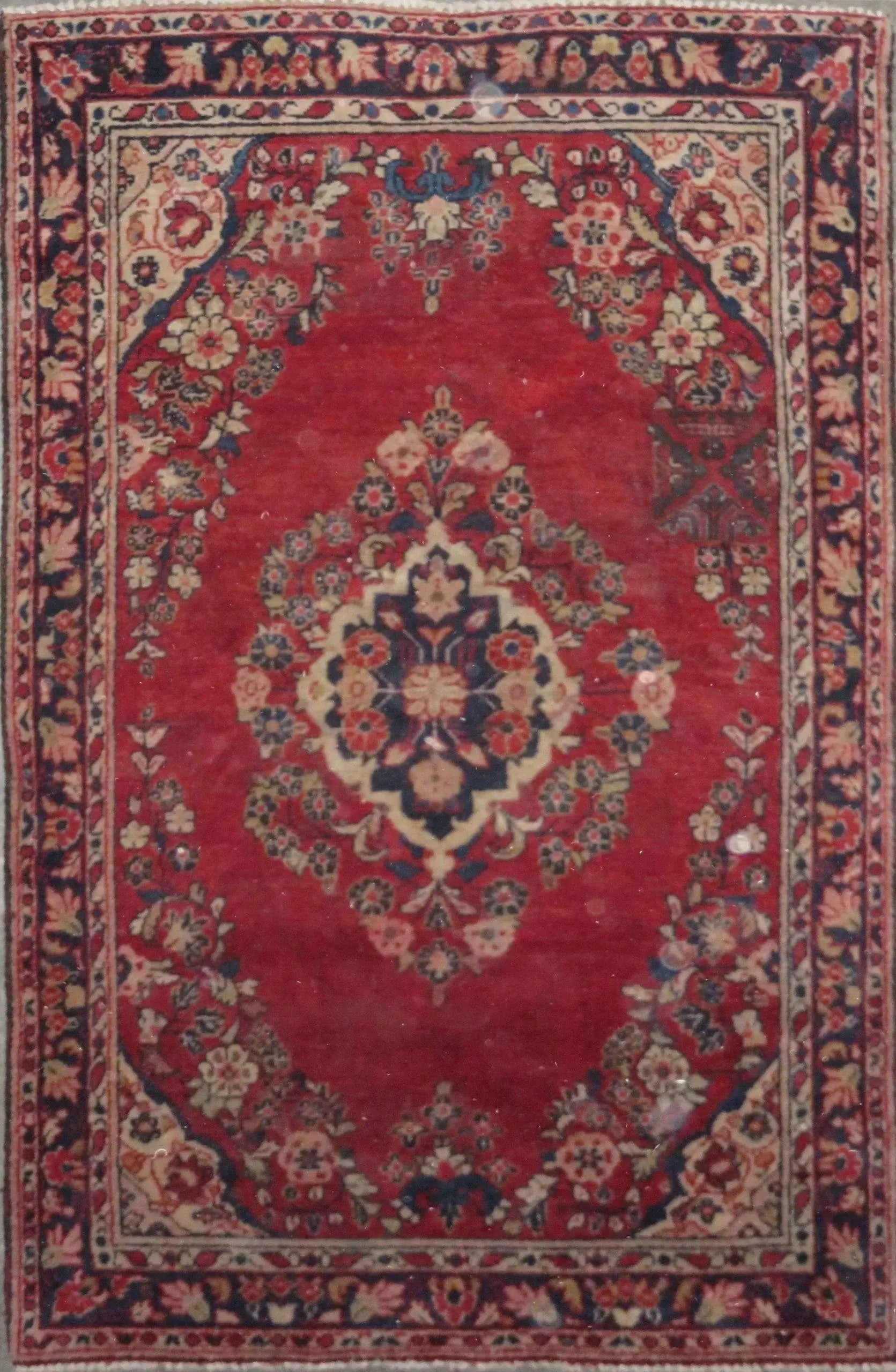 One Of The Kind Hand-Knotted Persian Wool Rug _ Luxurious Vintage Design, 6'7" x 4'1", Artisan Crafted